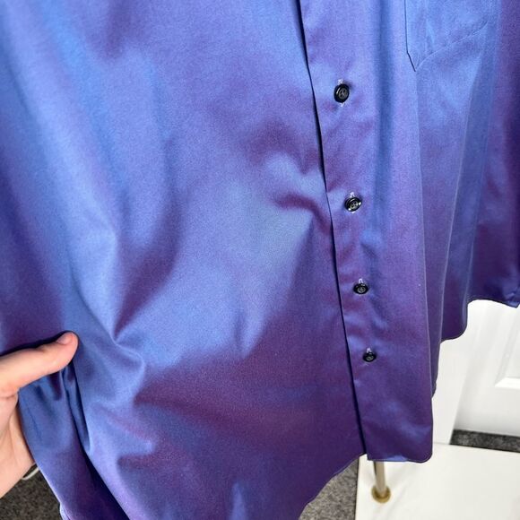 Sz XL Kenneth Cole XL 17.5 Collar Blue Purple Reflective Dress Up Shirt $60 MSRP - Picture 6 of 12